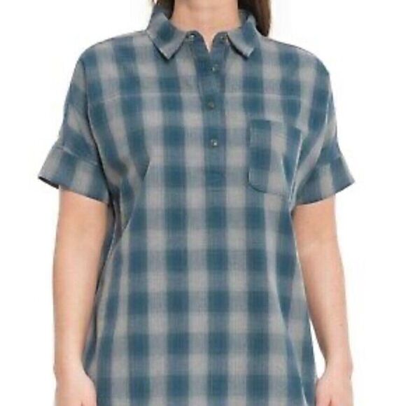 The North Face Tops - The North Face Tanami Women's Blue Plaid Short Sleeve 1/2 Button Front Shirt  SP
